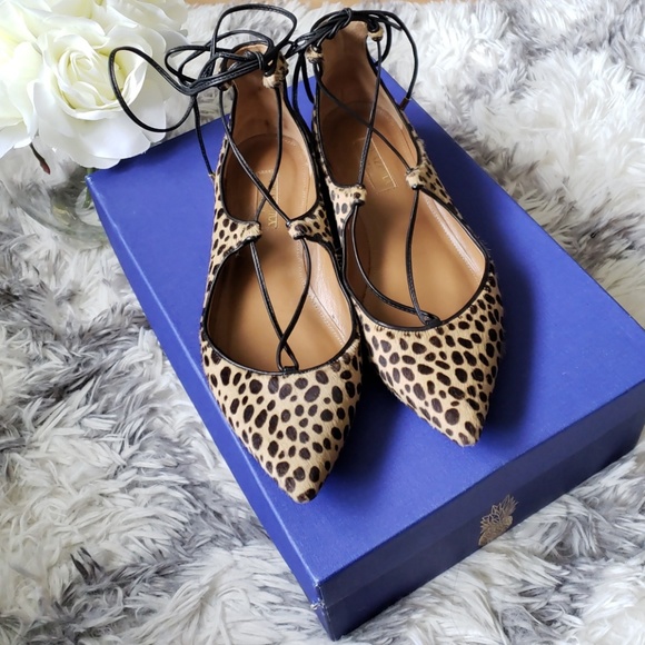 Aquazzura Shoes - Aquazurra Christy Pony Hair lace up flats